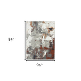 8' Rust Round Abstract Power Loom Area Rug